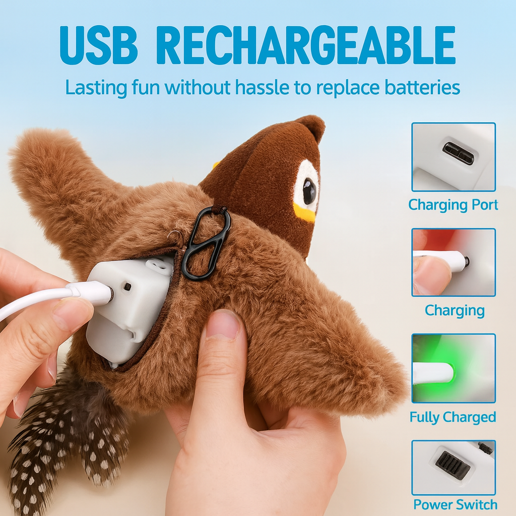 Rechargeable Chirping Bird Toy - Your Cat’s New Best Friend!